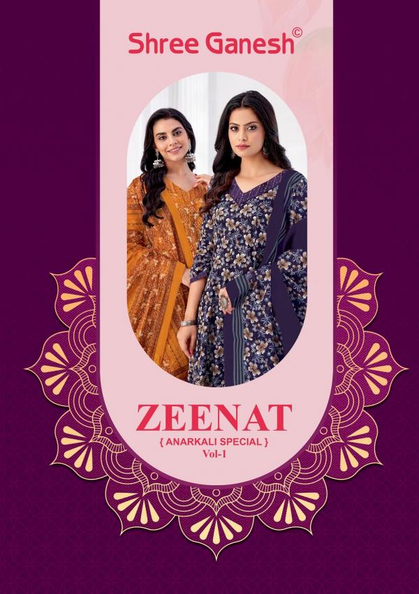 Shree Ganesh Zeenat Vol-1 – Anarkali Kurti Pant With Dupatta